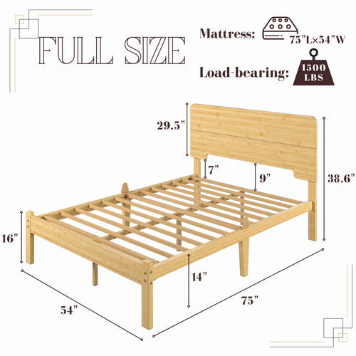 14 inch Bamboo Full Bed Frame with Headboard G99186