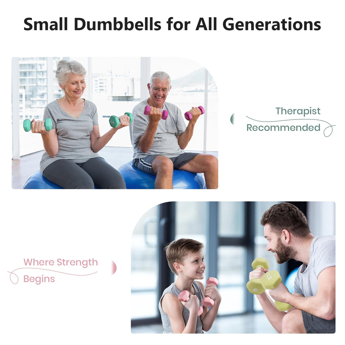 Set of 2 Neoprene Coated Hex Dumbbells I930