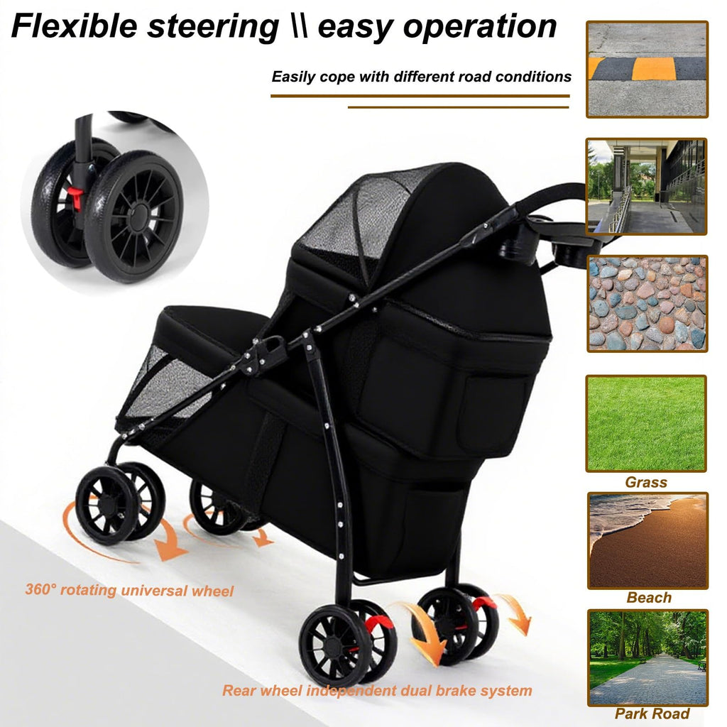 Double Dog Stroller for Medium Small Dogs and Cats K440