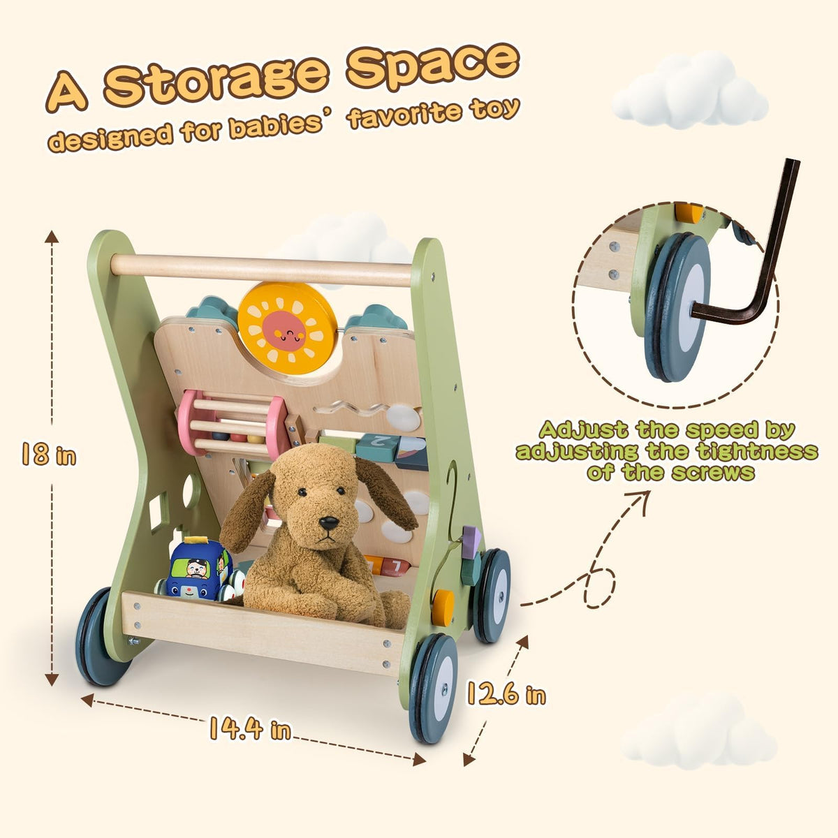 Wooden Baby Walker with Wheels P7779