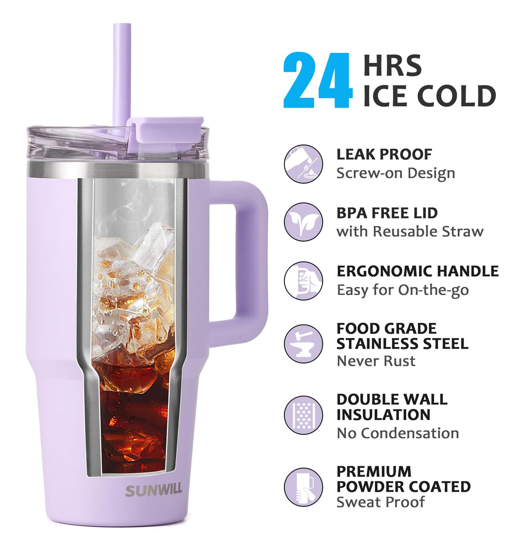 20 oz Insulated Stainless Steel Tumbler with Handle and Straw V836142