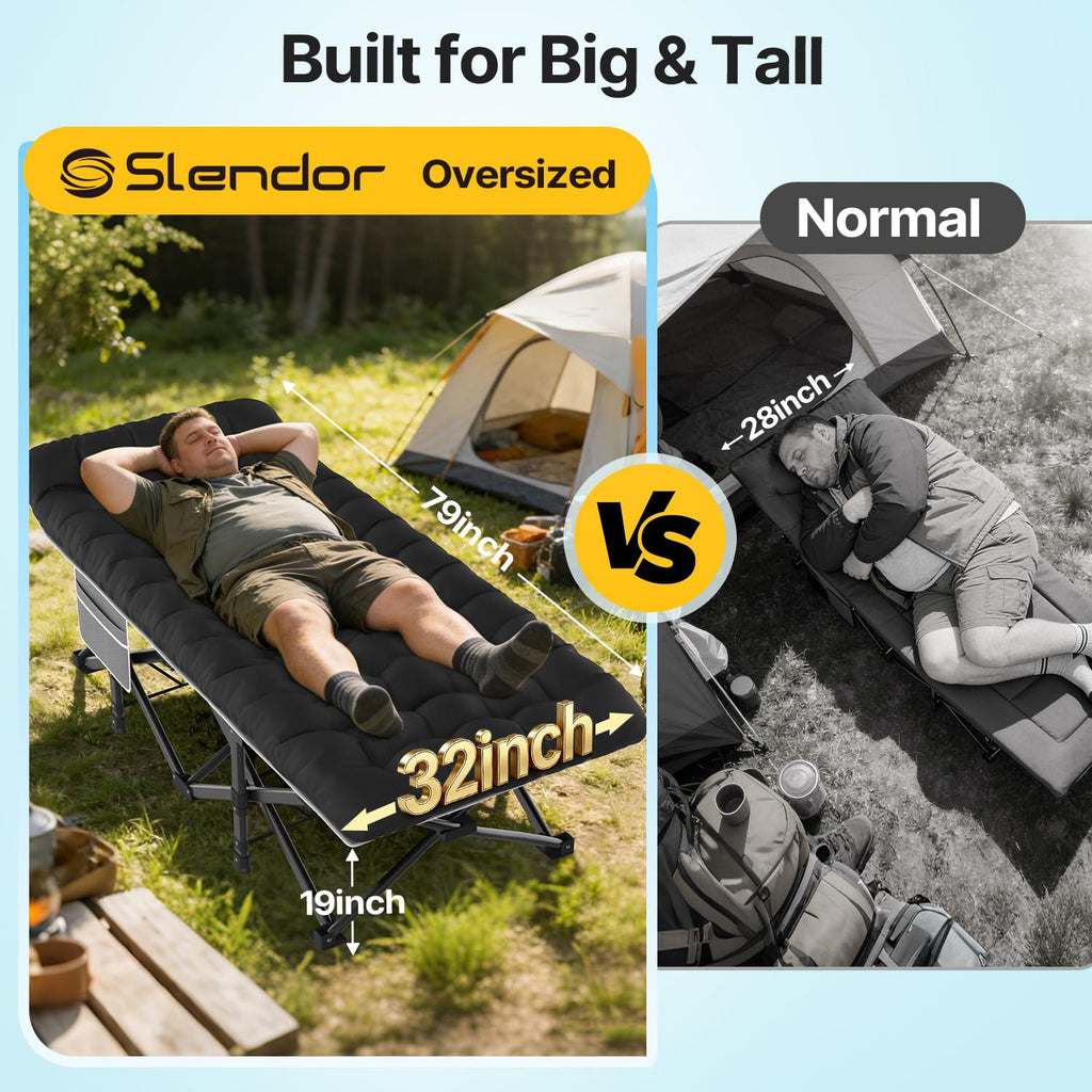 XXL Camping Cot with Mattress, Pillow & Carry Bag L344375