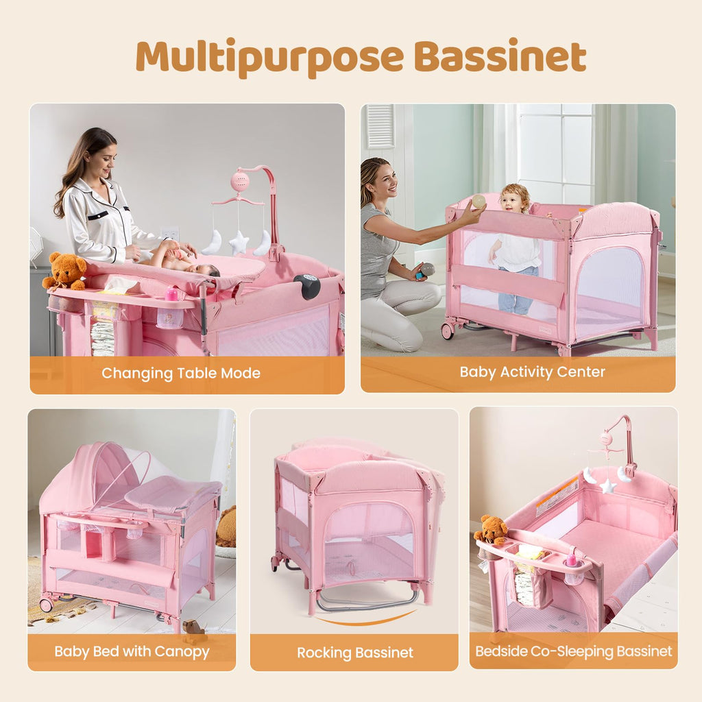 9 in 1 Bedside Bassinet with Changing Table X198