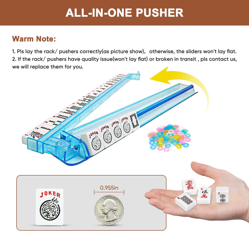 166 Tiles Mahjong Set with Racks Pushers Bag X864