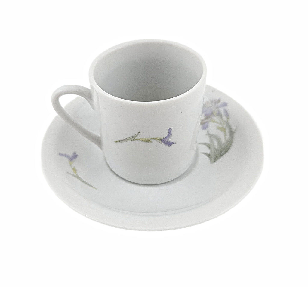 White Purple Floral Porcelain Coffee Cup and Saucer Set 12 Piece R173