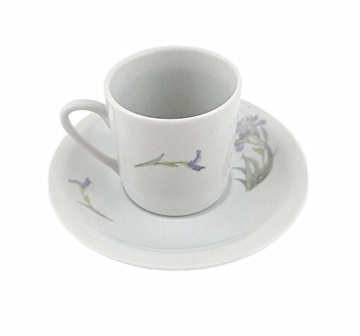 White Purple Floral Porcelain Coffee Cup and Saucer Set 12 Piece R173