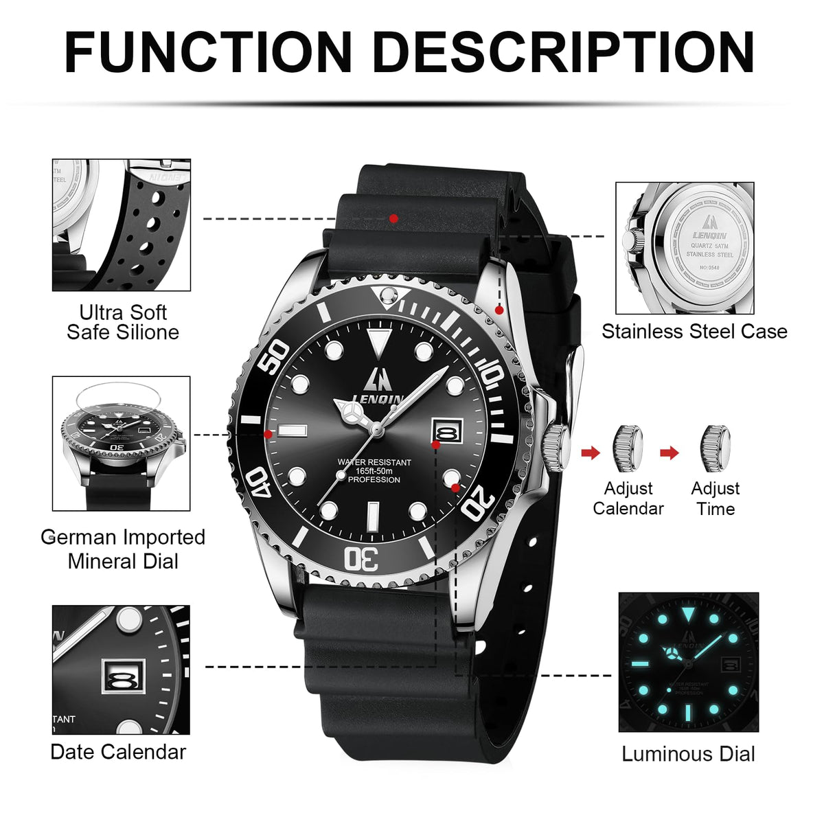 Waterproof Stainless Steel Mens Watch E906399
