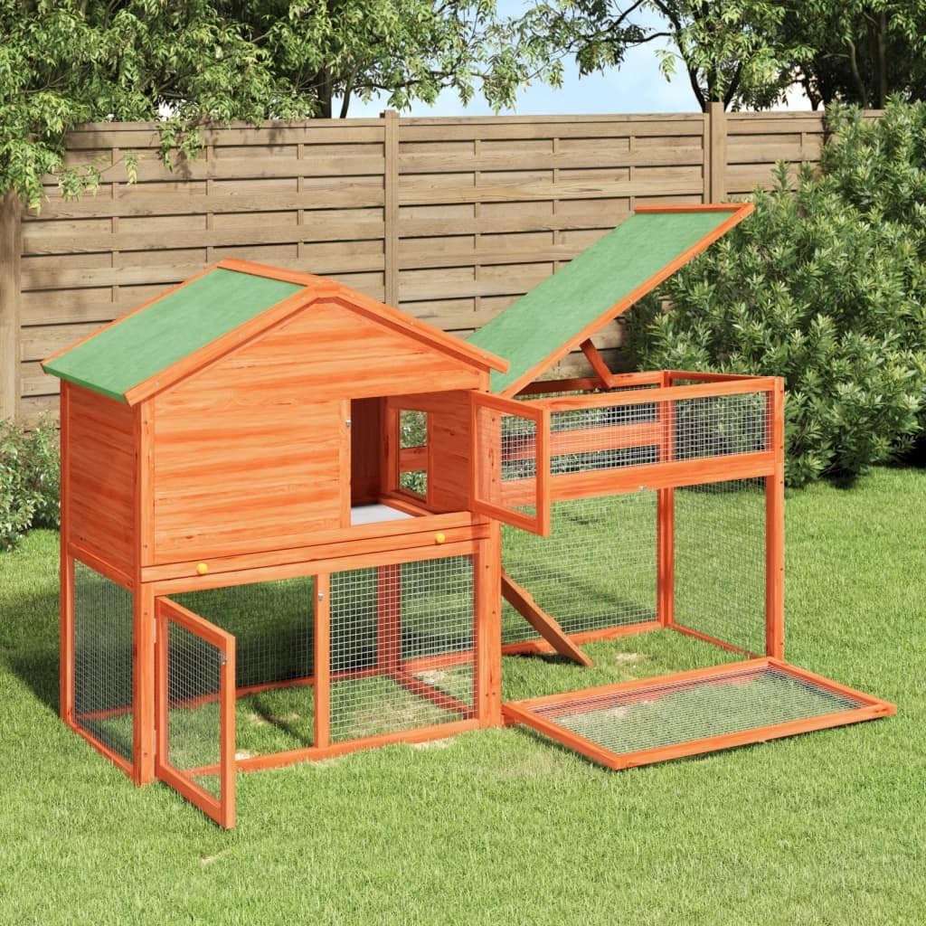 73 Inch 2 Tier Wooden Small Animal Cage G6357