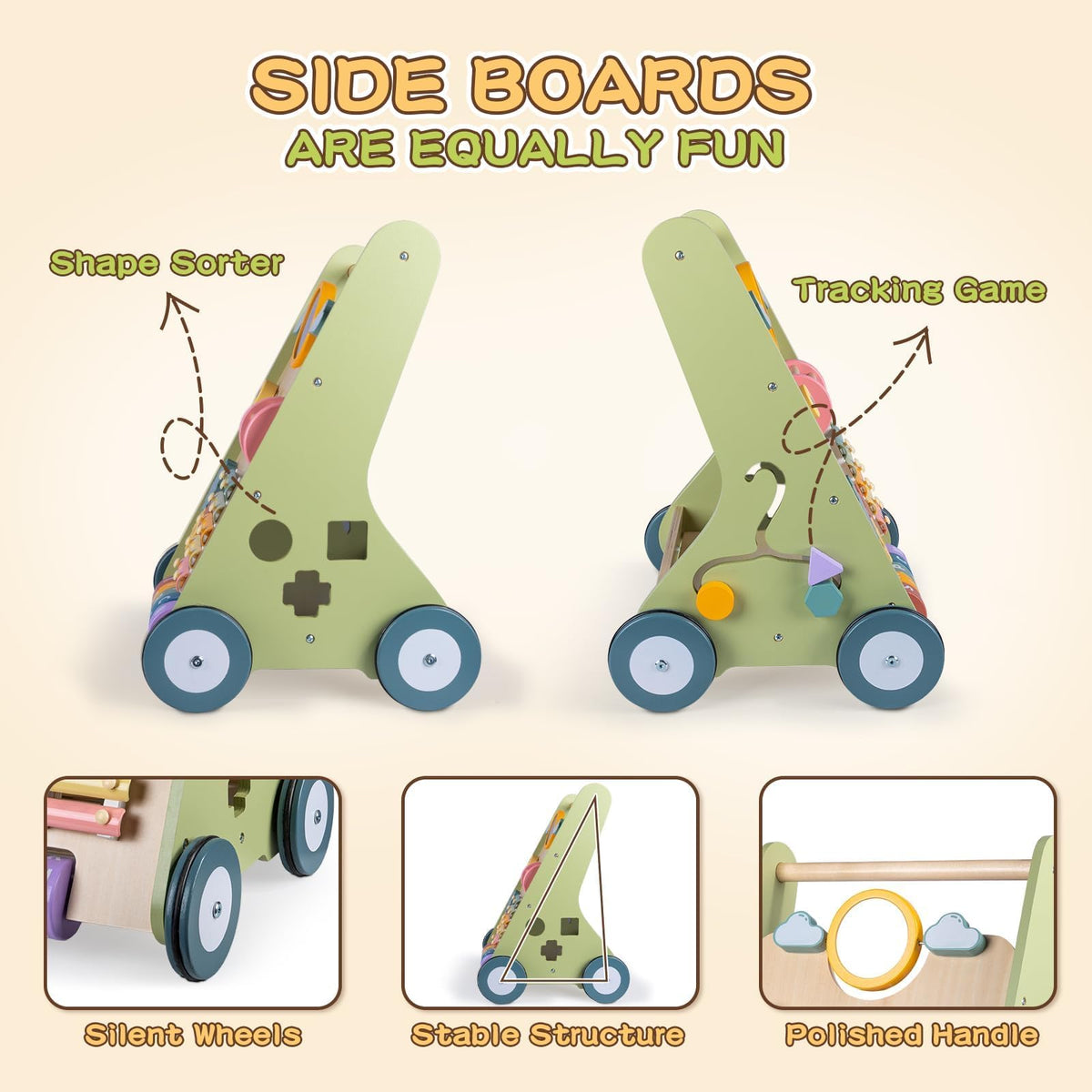 Wooden Baby Walker with Wheels P7779