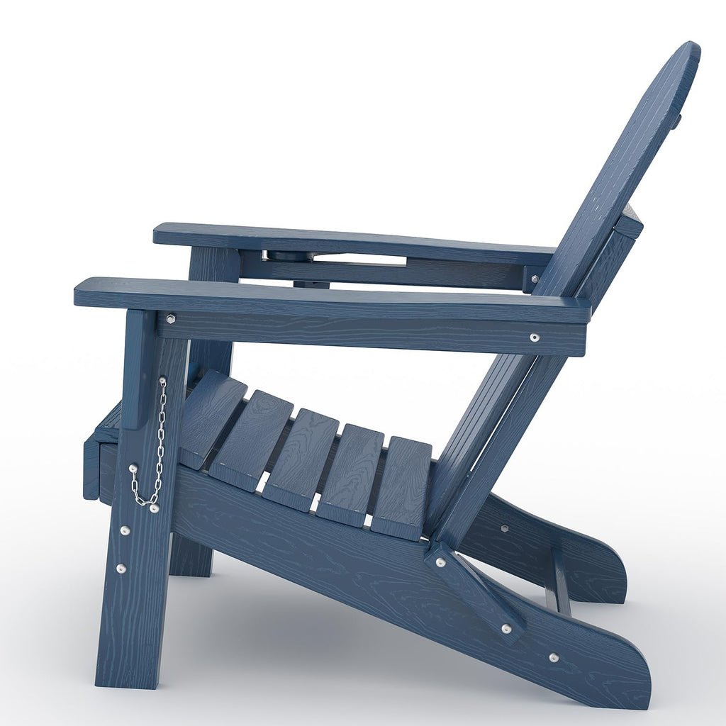 HDPE Folding Adirondack Chair Set of 2 with Side Table, Navy Blue W578500