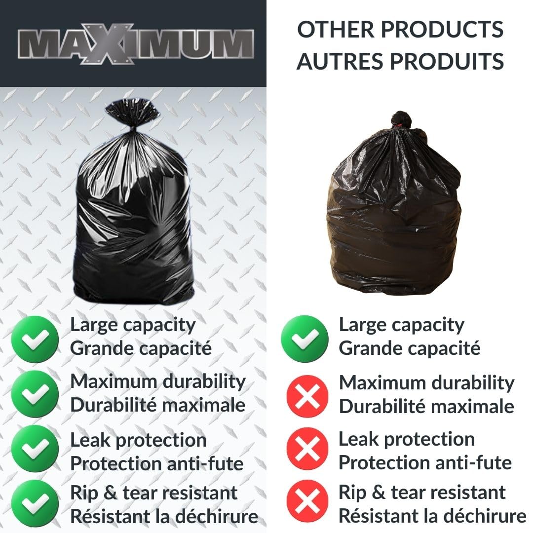 Heavy Duty 42-Gallon 3 Mil Black Garbage Bags 32 Counts E163