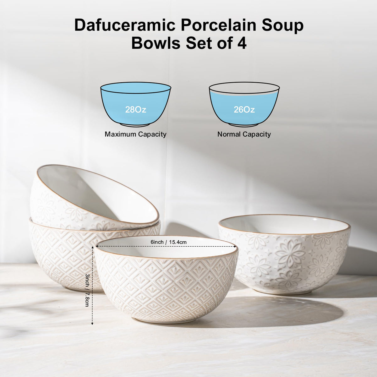 26 oz Ceramic Soup Bowls Set of 4 Z135236