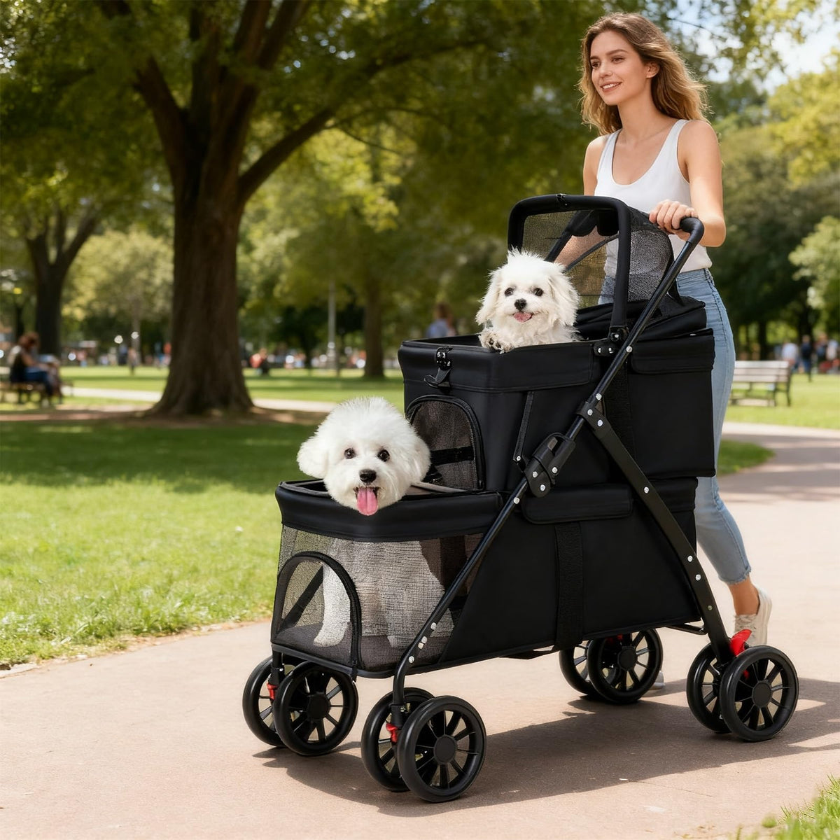 Double Dog Stroller for Medium Small Dogs and Cats K440