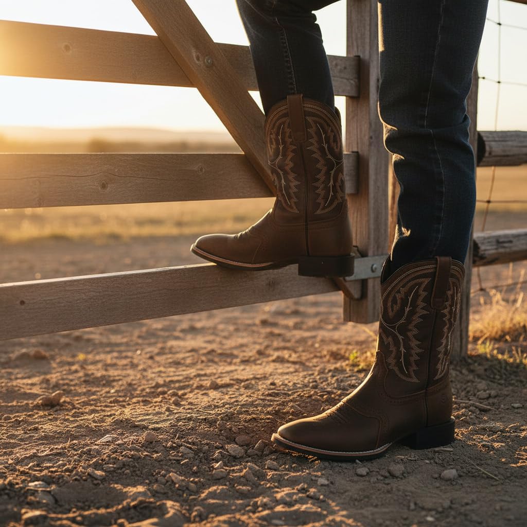 Western Cowboy Boots Square Toe with Embroidery T7547