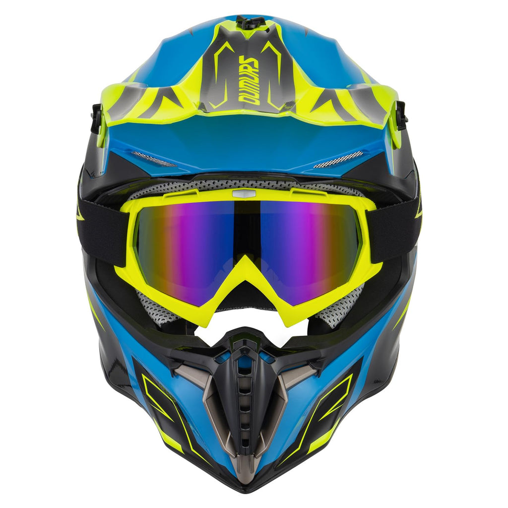 Adult ATV Dirt Bike Helmet with Goggles Gloves & Mask Adjustable Sun Visor O544266