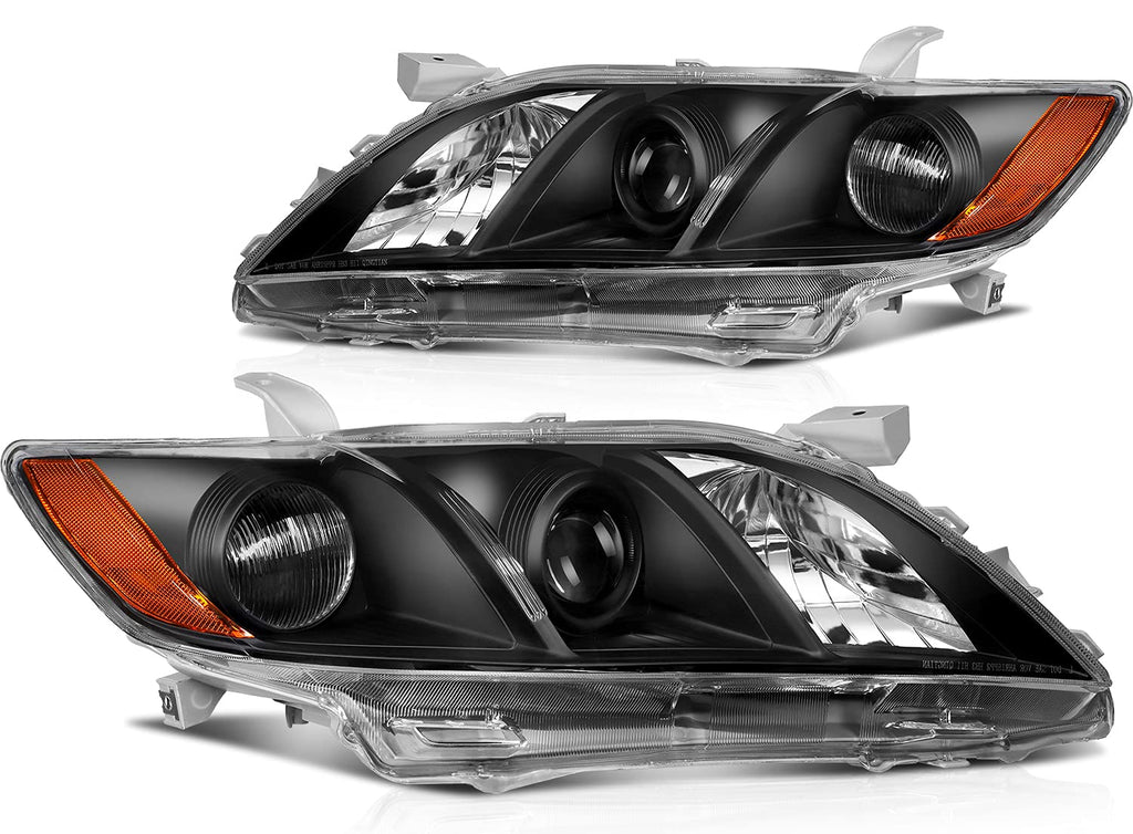 Black Housing Amber Reflector Clear Lens Headlight Assemblies S35160