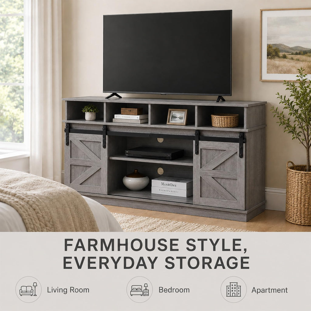 Grey TV Stand with Storage for 65 Inch TV K9772