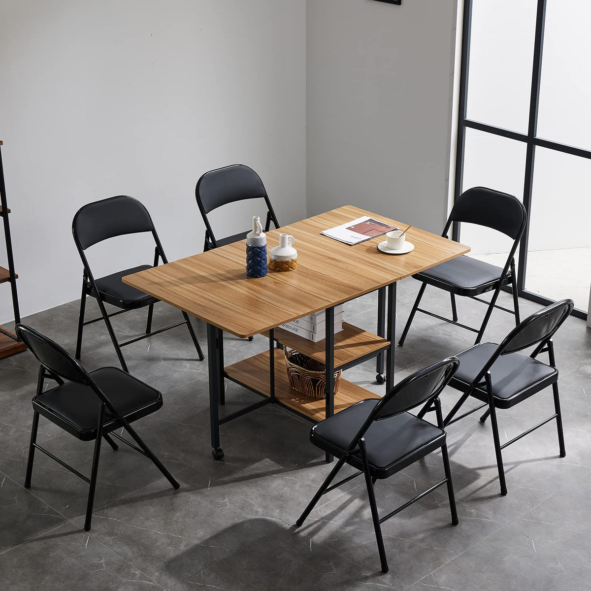 Black Folding Chairs with Padded Seats, 10 Pack C7595