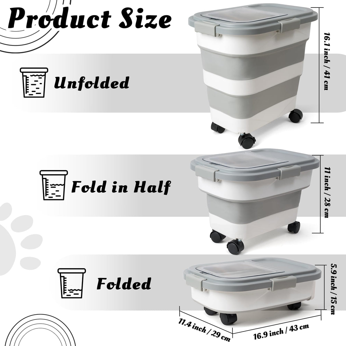 Collapsible Airtight Pet Food Storage Container with Scoop Y6843