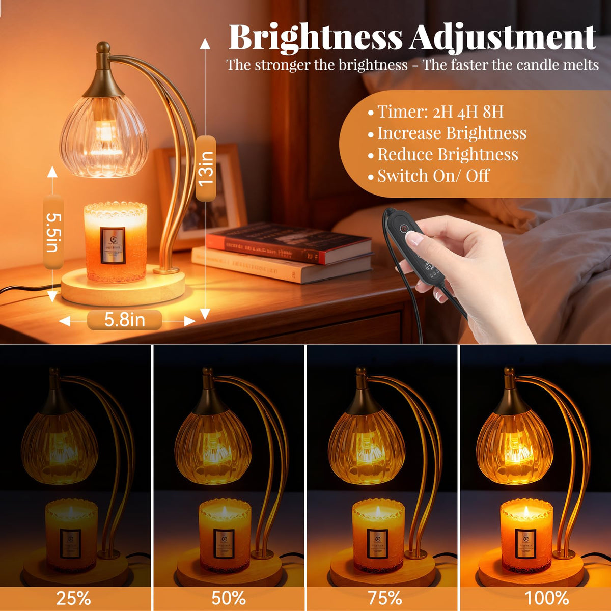 Dimmable Candle Warmer Lamp with Timer C8221
