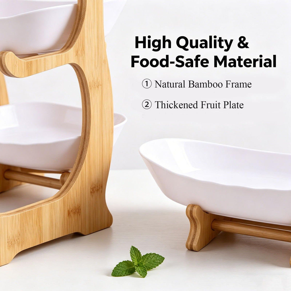 3 Tier Oval Fruit Basket with Bamboo Stand K958