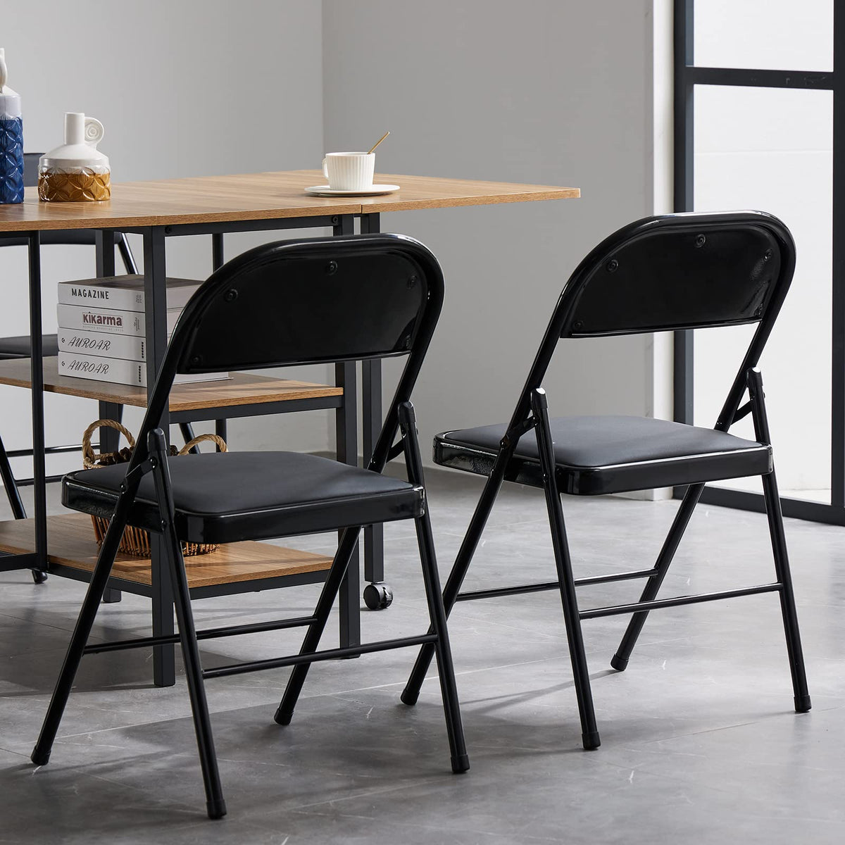 Black Folding Chairs with Padded Seats, 10 Pack C7595