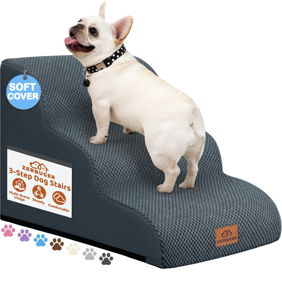 Dark Grey 3 Steps Nonslip Dog Ramp and Stairs C55980