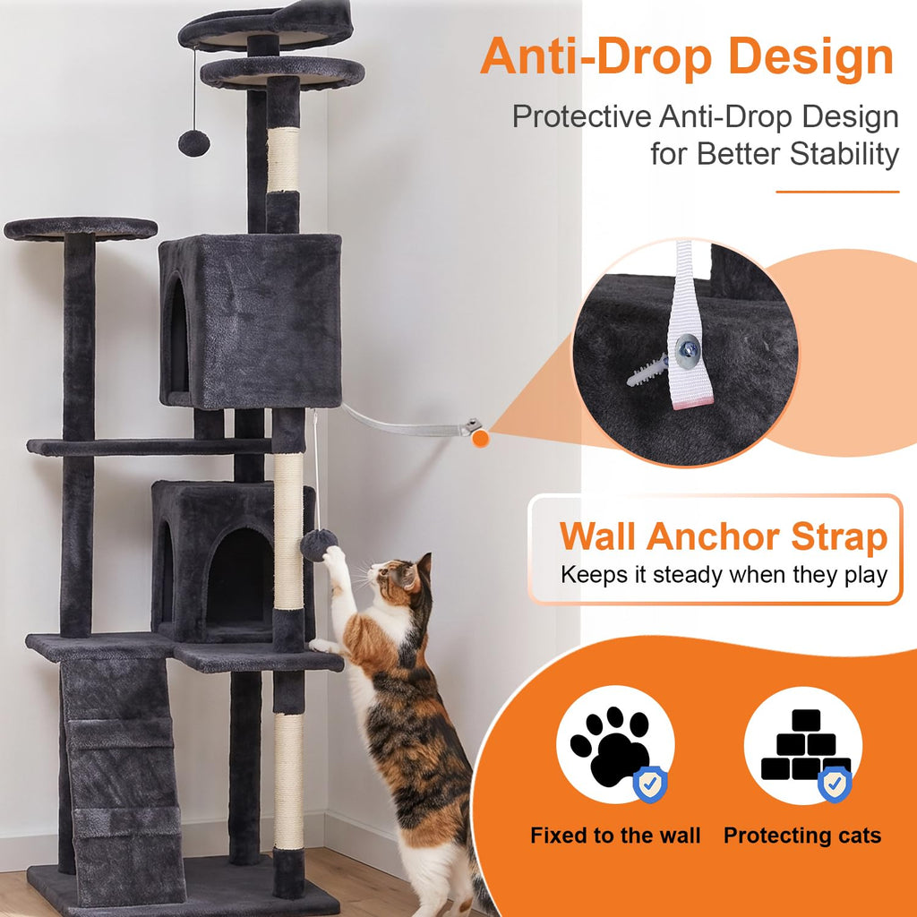 70" Dark Gray Cat Tree Tower N760