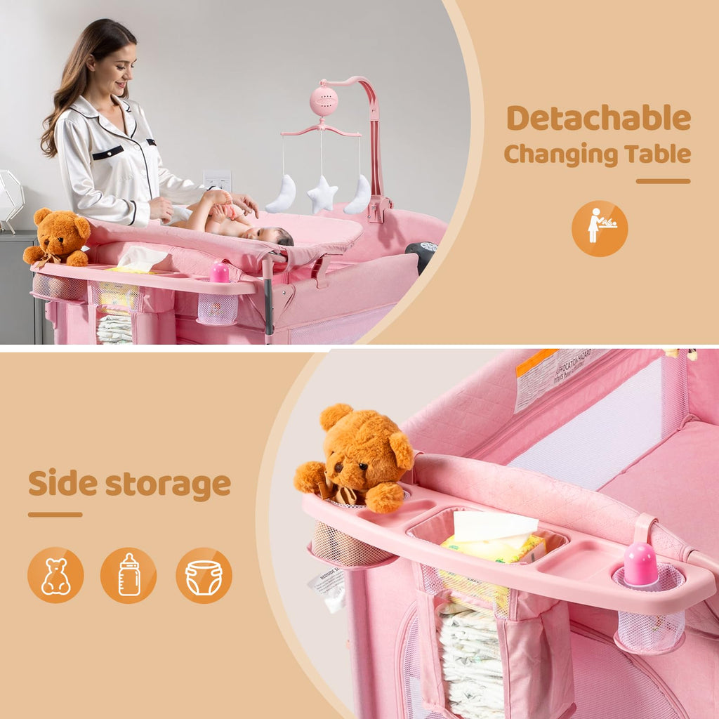 9 in 1 Bedside Bassinet with Changing Table X198