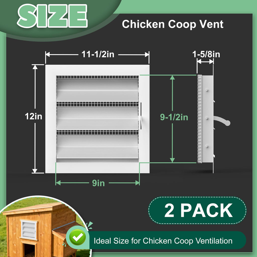 Adjustable Aluminum Alloy Chicken Coop Vent with Screen Mesh Y5273