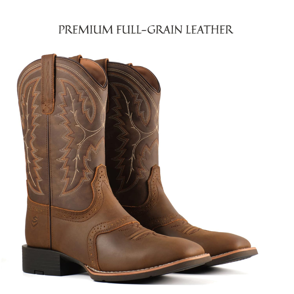 Western Cowboy Boots Square Toe with Embroidery T7547