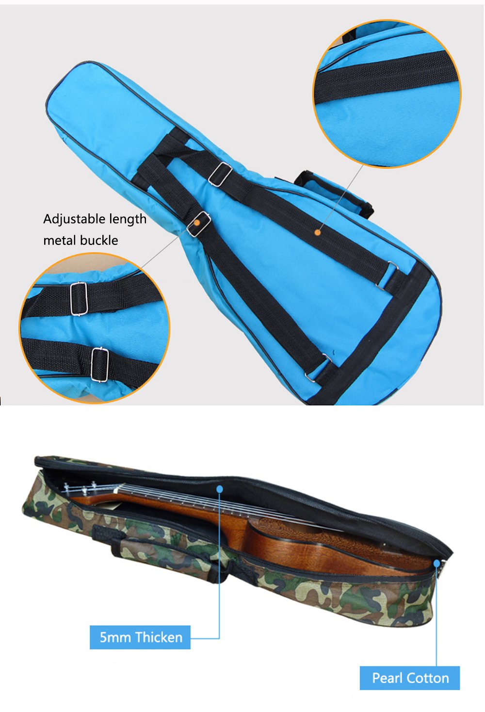 Waterproof Colorful Ukulele Case Bag with Storage 21in A6307