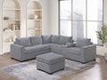 Light Gray Corduroy Upholstered Sectional Sofa Set F6440