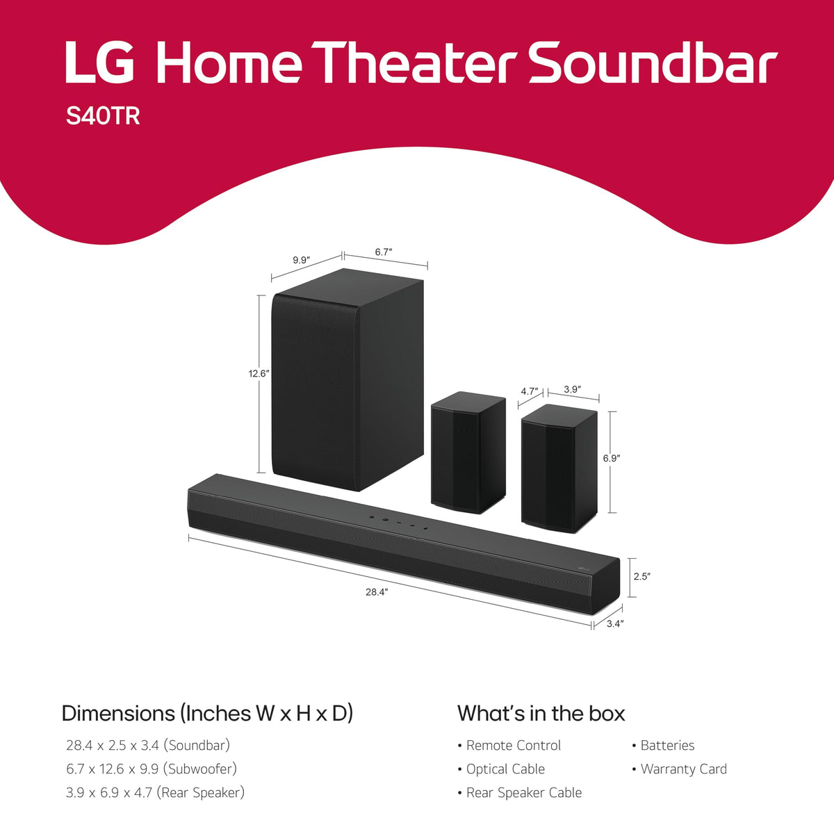 4.1 ch. Home Theater Soundbar with Rear Surround Speakers and Wireless Subwoofer B746