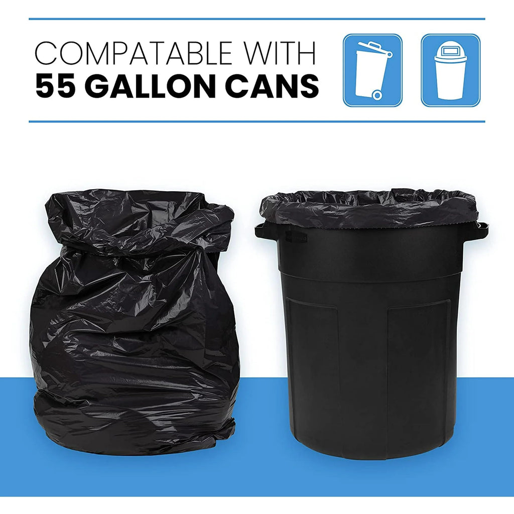 55 Gallon Heavy Duty Trash Bags, 50 Ct, Black, 1.2 Mil E9516