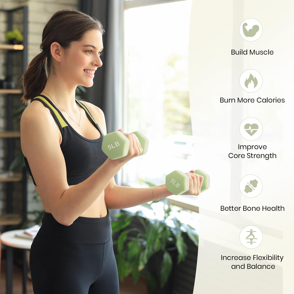 Set of 2 Neoprene Coated Hex Dumbbells I930