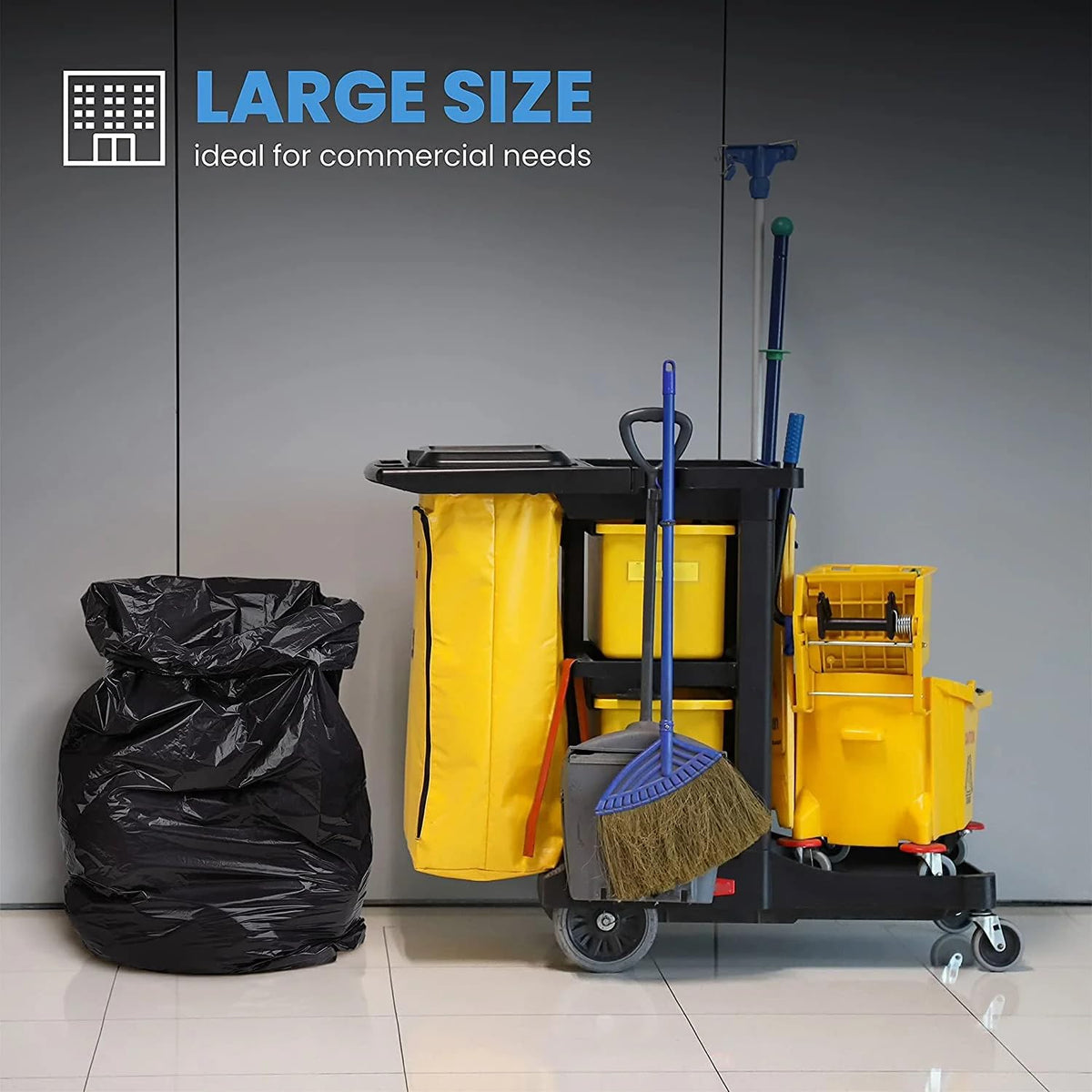 55 Gallon Heavy Duty Trash Bags, 50 Ct, Black, 1.2 Mil E9516
