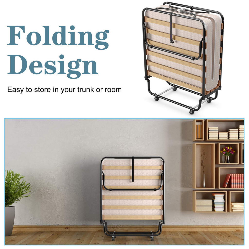 Folding Bed with 4 Inch Memory Foam Mattress Metal Frame V9997