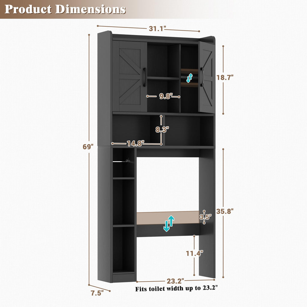 Over The Toilet Storage Cabinet with Barn Door E8077