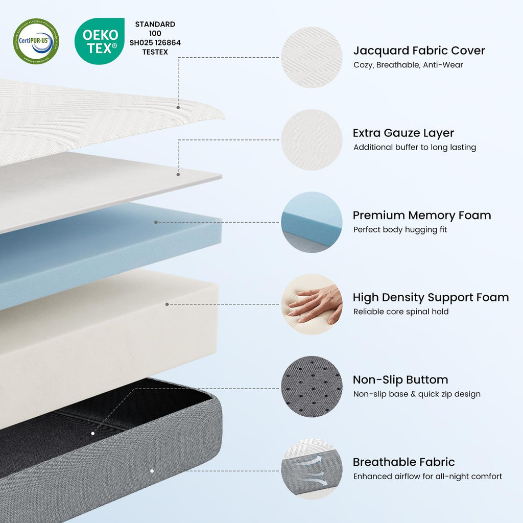 Queen 4 Inch Foldable Memory Foam Mattress C4013
