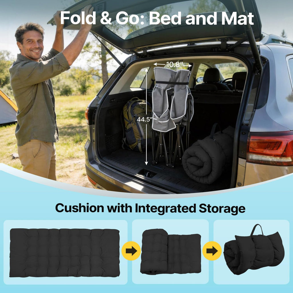XXL Camping Cot with Mattress, Pillow & Carry Bag L344375