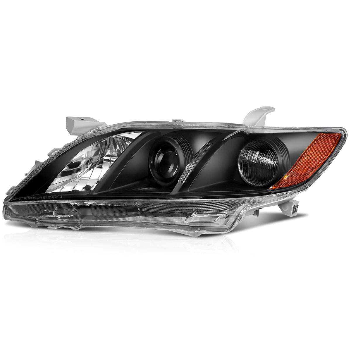 Black Housing Amber Reflector Clear Lens Headlight Assemblies S35160