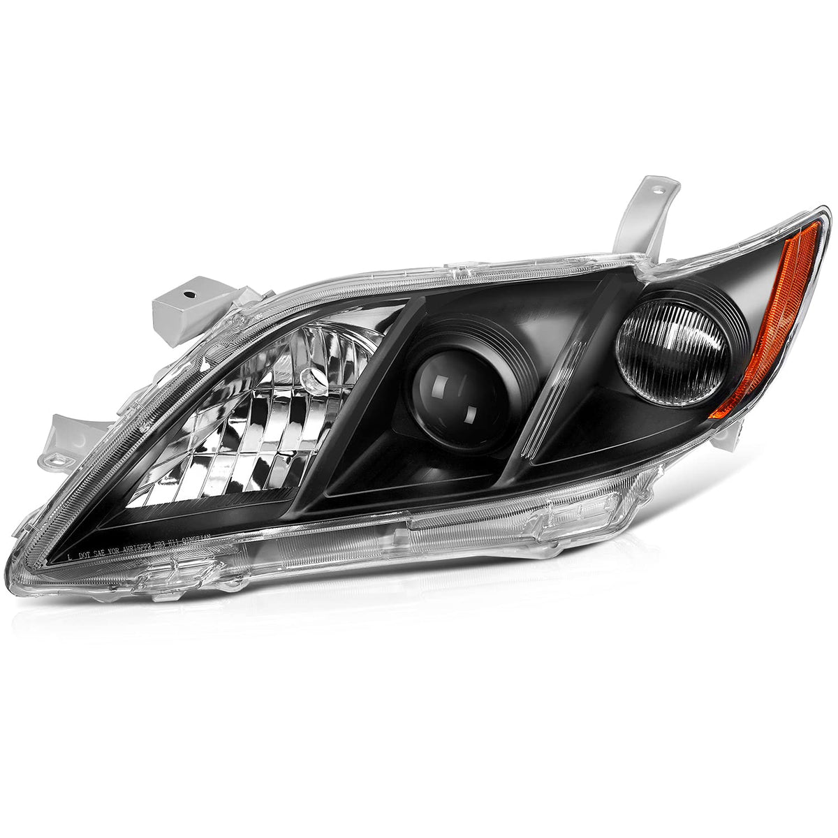 Black Housing Amber Reflector Clear Lens Headlight Assemblies S35160