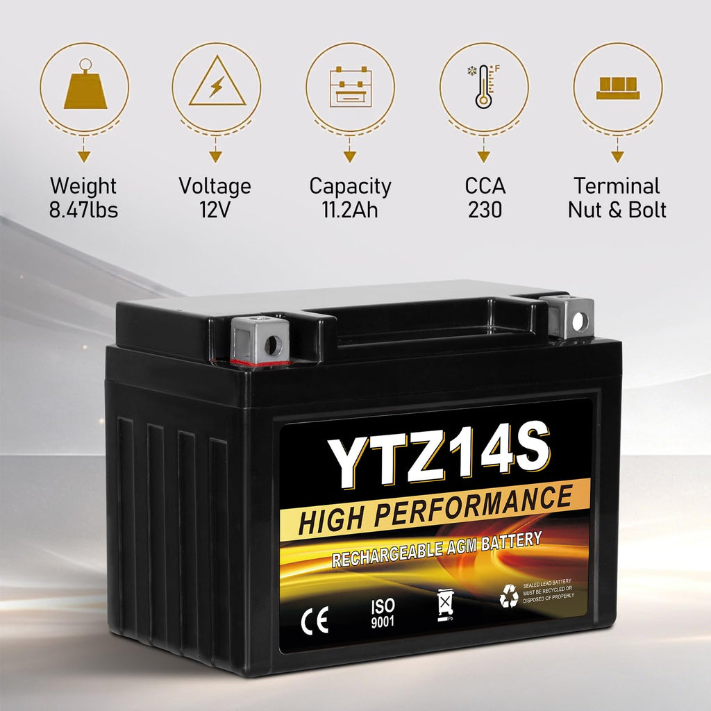 12V 11.2Ah AGM Sealed Motorcycle Battery W775265