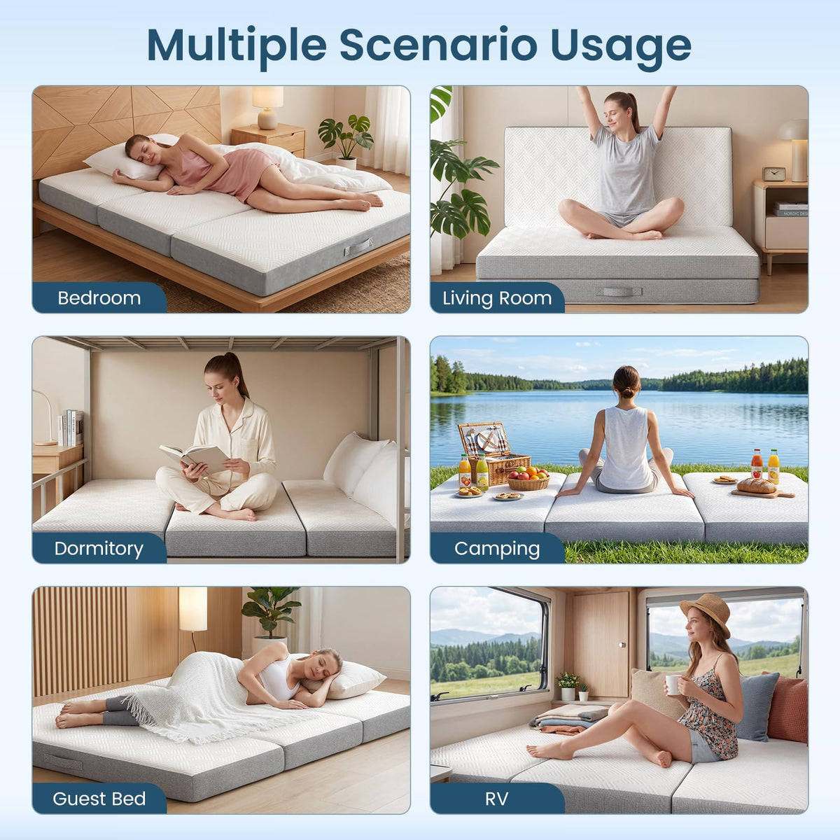 Queen 4 Inch Foldable Memory Foam Mattress C4013