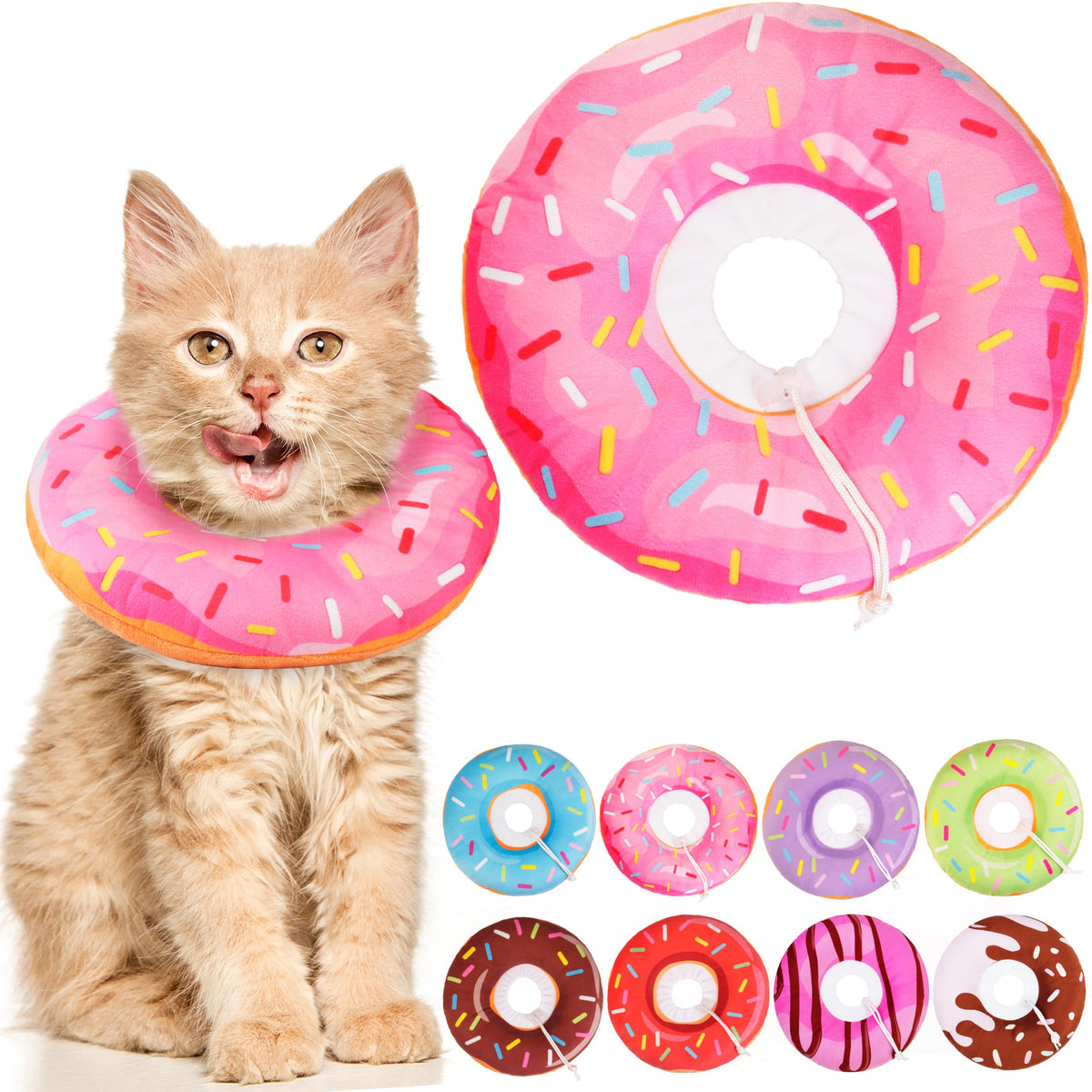 Soft Adjustable Cat Recovery Cone Collar Pink Small C32072