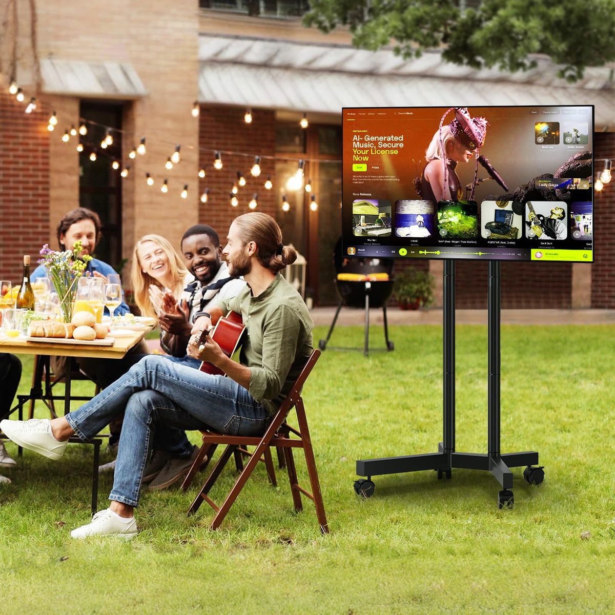 Dual-Pole Rolling TV Stand for 32-75 inch TVs V600