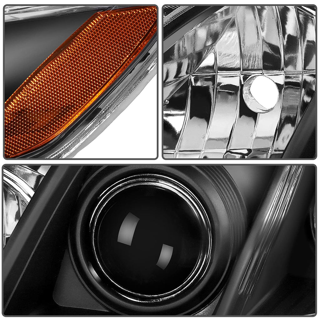 Black Housing Amber Reflector Clear Lens Headlight Assemblies S35160