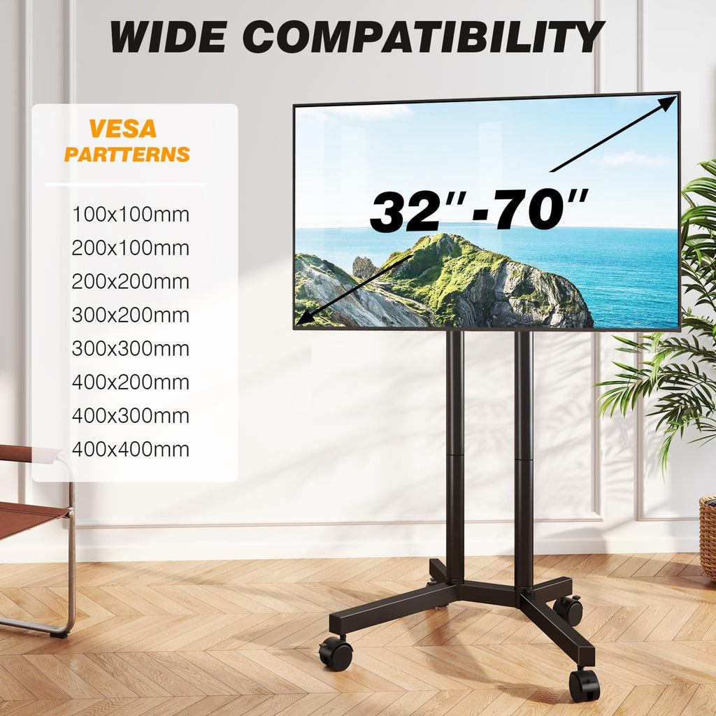 Dual-Pole Rolling TV Stand for 32-75 inch TVs V600