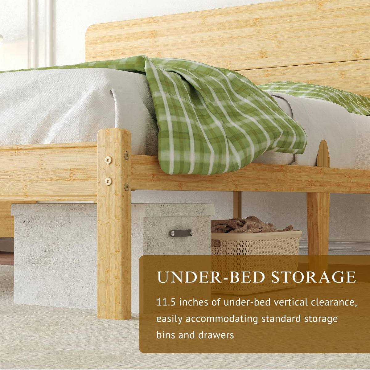 14 inch Bamboo Full Bed Frame with Headboard G99186